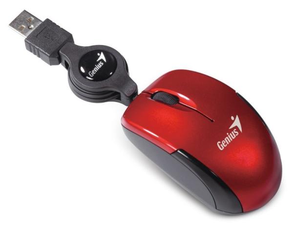 Myš GENIUS MicroTraveler V2/  drôtová/  1200 dpi/  USB/  červená