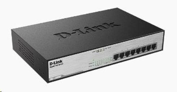 D-Link DGS-1008MP 8-portový gigabitový prepínač PoE,  8x Gigabit PoE RJ45,  rozpočet PoE 140W