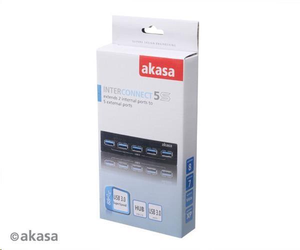 AKASA HUB USB InterConnect Pro 5S,  pozícia do 3, 5",  5x USB 3.0,  interné2