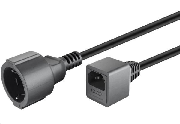 Predlžovací kábel PREMIUMCORD 230V s konektorom EURO C14 (pripojenie IEC) ,  20 cm