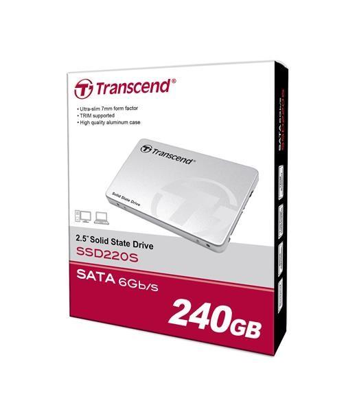TRANSCEND SSD 220S 240GB,  SATA III 6Gb/ s,  TLC,  hliníkové puzdro6