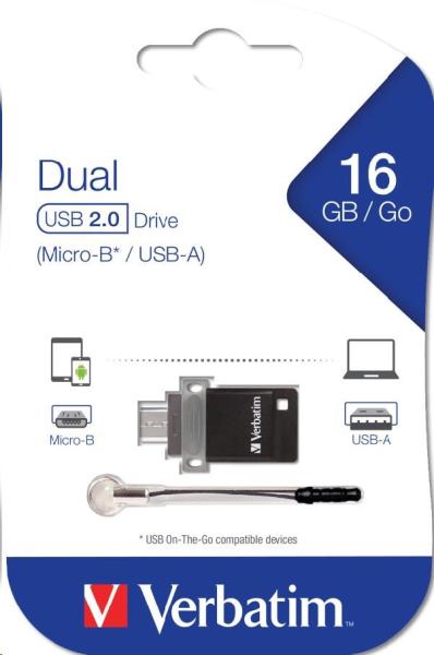 VERBATIM Dual USB Drive 16 GB - OTG/ USB 2.0 pre smartfóny a tablety2