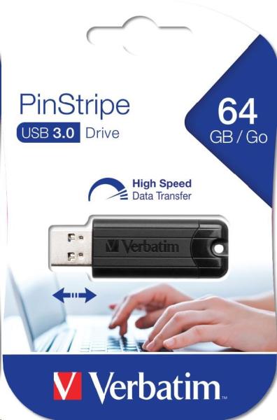 VERBATIM Flash Disk 64GB PinStripe USB 3.0,  čierna1
