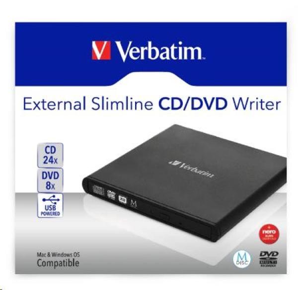VERBATIM externí mechanika DVD-RW Rewriter USB 2.0 Black + NERO3
