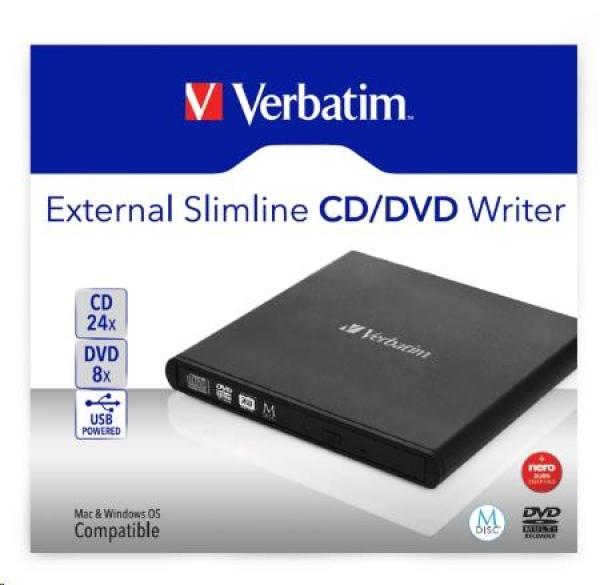 VERBATIM externí mechanika DVD-RW Rewriter USB 2.0 Black + NERO2