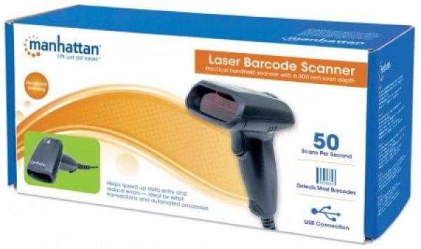 MANHATTAN Laserový snímač čiarových kódov,  hĺbka snímania 300 mm,  USB,  štandardné puzdro3