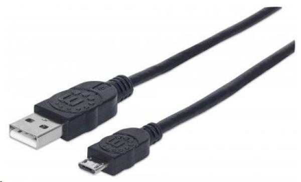 MANHATTAN vysokorýchlostný kábel USB pre zariadenia,  samec typu A /  samec typu Micro-B,  3 m,  čierny