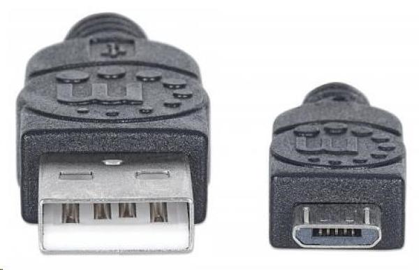 MANHATTAN vysokorýchlostný kábel USB pre zariadenia,  samec typu A /  samec typu Micro-B,  3 m,  čierny2