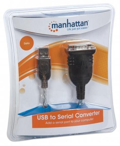 MANHATTAN prevodník USB na sériový port (USB AM /  DB9M,  RS232),  blister5