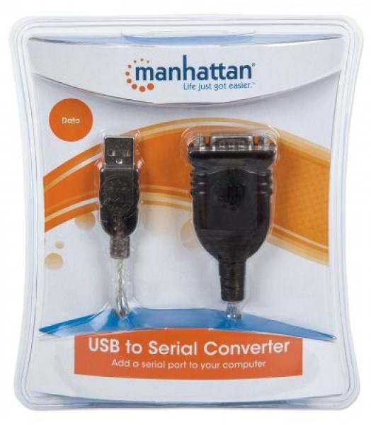MANHATTAN prevodník USB na sériový port (USB AM /  DB9M,  RS232),  blister6