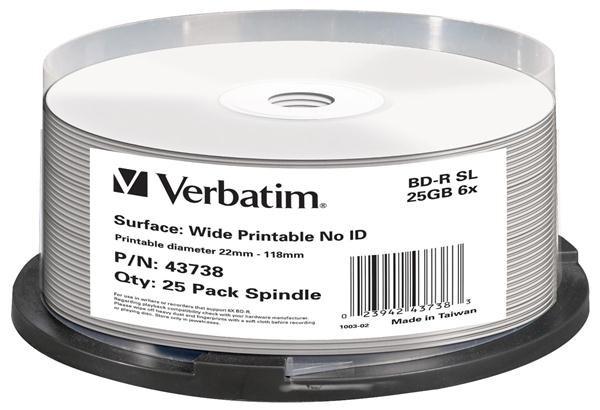 VERBATIM BD-R(25-pack)Blu-Ray/ vreteno/ 6x/ 25GB/ tlačiteľné/ bez ID