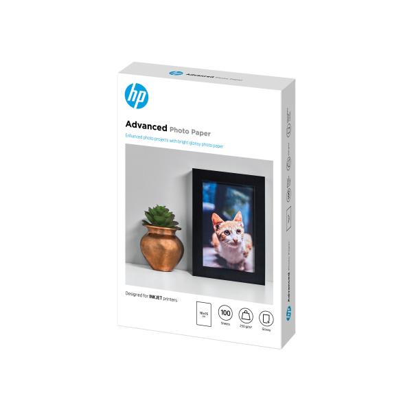HP Advanced Glossy Photo Paper-100 sht/ 10 x 15 cm borderless,   250 g/ m2,  Q8692A1
