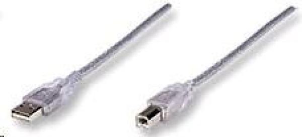 MANHATTAN USB kábel 2.0 Kábel A-B 1, 8 m (strieborný)