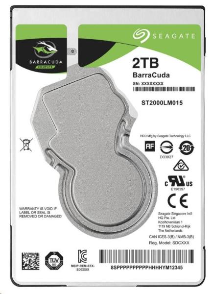 SEAGATE HDD 2TB BARRACUDA,  2.5",  SATAIII,  5400 RPM,  Cache 128MB,  7mm