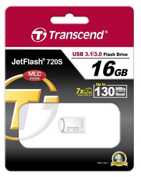 TRANSCEND Flash disk 16GB JetFlash®720S, USB 3.1, riešenie MLC (R:130/W:25 MB/s) striebro5
