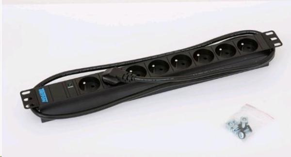 TRITON 19" rozvádzač 8x230V - 2m,  svetelný indikátor,  čierny