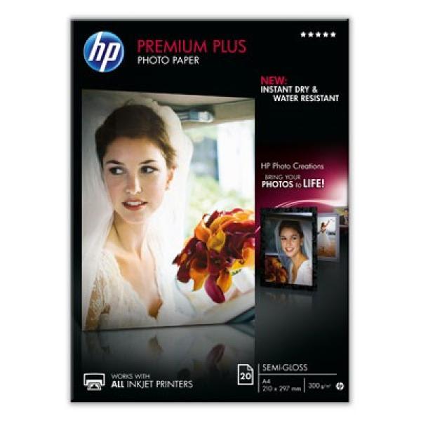 HP Premium Plus Semi-gloss Photo Paper-20 sht/ A4/ 210 x 297 mm,  300 g/ m2,  CR673A