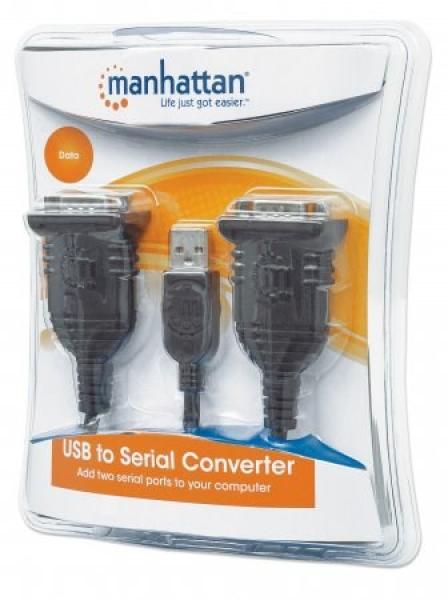 MANHATTAN prevodník z USB na 2x sériový port (USB AM/ DB9M(2),  RS232)2