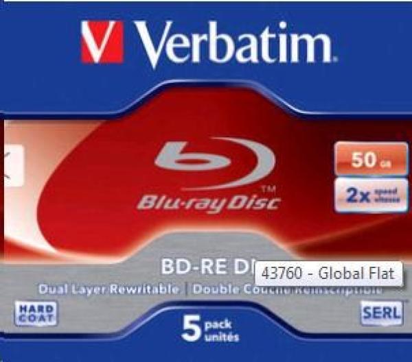 VERBATIM BD-RE DL (5-pack)Blu-Ray/ Jewel/ 2x/ 50GB