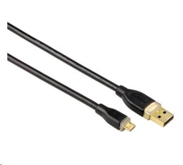 Hama micro USB 2.0 kábel typ A - micro B,  1, 8 m,  čierny,  blister