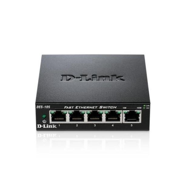 D-Link DES-105 kovový 5-port 10/ 100 Desktop Switch