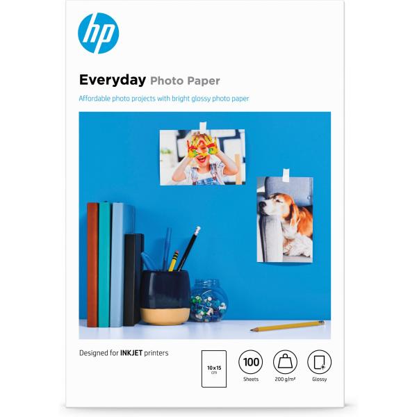 HP Everyday Glossy Photo Paper-100 sht/ 10 x 15 cm,  200 g/ m2,  CR757A