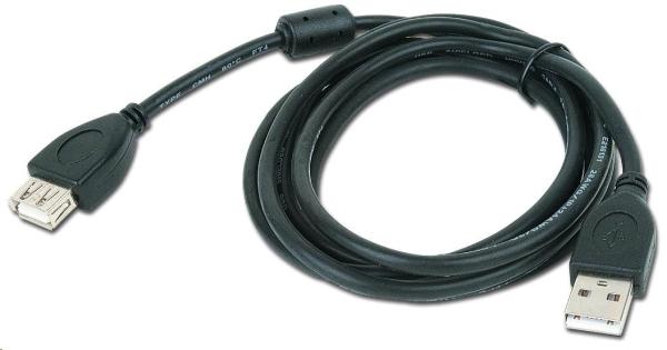 Kábel USB GEMBIRD 2.0 A-A predĺženie 3m Premium (čierne,  feritové,  pozlátené kontakty)