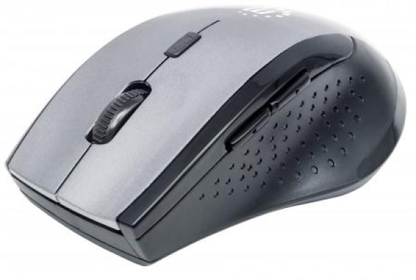 MANHATTAN Mouse Curve,  USB,  optická,  bezdrôtová,  5 tlačidiel,  1600 dpi,  sivo-čierna