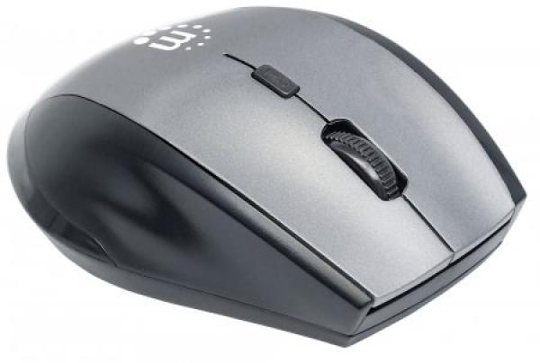 MANHATTAN Mouse Curve,  USB,  optická,  bezdrôtová,  5 tlačidiel,  1600 dpi,  sivo-čierna1