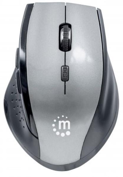 MANHATTAN Mouse Curve,  USB,  optická,  bezdrôtová,  5 tlačidiel,  1600 dpi,  sivo-čierna2