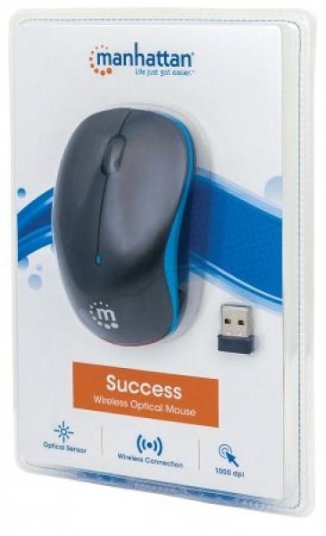 MANHATTAN Myš Success,  USB optická,  1000 dpi,  čierno-modrá5