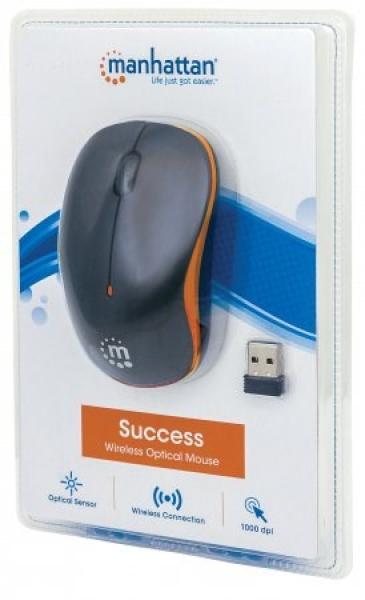 MANHATTAN Myš Success,  USB optická,  1000 dpi,  čierno-oranžová5