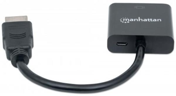 MANHATTAN prevodník HDMI na VGA (HDMI samec na VGA samica,  čierny,  blister)2