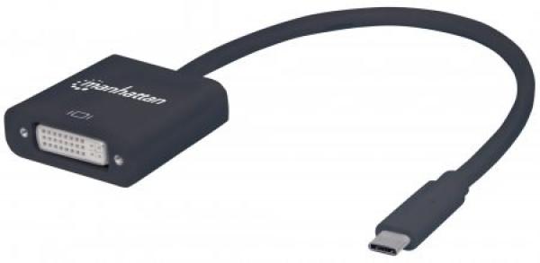 Prevodník MANHATTAN z USB 3.1 na DVI (typ C samec na DVI samica,  čierna)