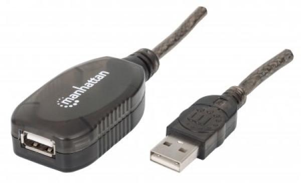 MANHATTAN USB kábel 2.0 A-A,  aktívne predĺženie 20 m,  možnosť reťazenia