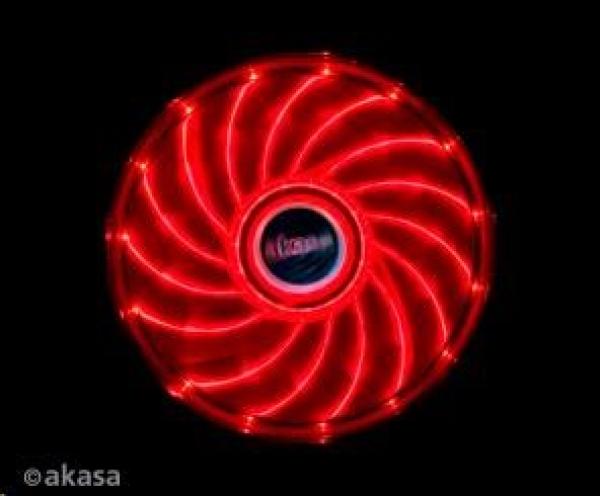 AKASA ventilátor Vegas 120x120x25mm,  1200RPM podsvietený,  15xLED,  červený