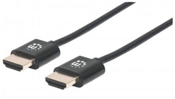 MANHATTAN Ultratenký vysokorýchlostný kábel HDMI s Ethernetom,  HEC,  ARC,  3D,  4K,  HDMI samec - samec,  tienený,  čierny,  3