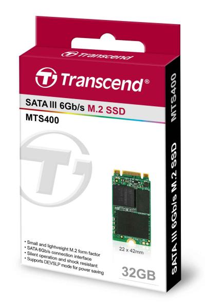 TRANSCEND Industrial SSD MTS400 32GB, M.2 2242, SATA III 6 Gb/s, MLC