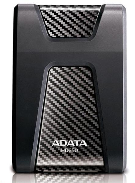 Externý pevný disk ADATA 2TB 2, 5" USB 3.1 DashDrive Durable HD650,  čierny (gumový,  odolný voči nárazom)