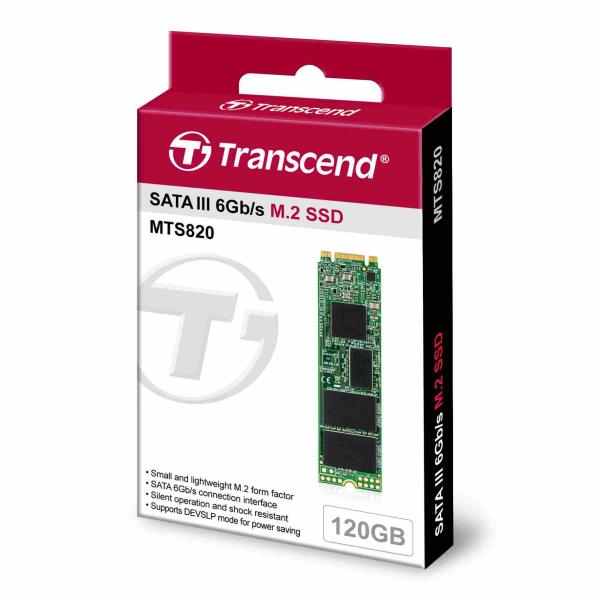 TRANSCEND SSD MTS820 120GB,  M.2 2280,  SATA III 6 Gb/ s,  TLC,  objemové
