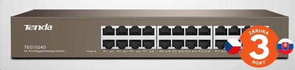 Tenda TEG1024D 24-portový gigabitový ethernetový prepínač,  10/ 100/ 1000 Mb/ s,  bez ventilátora,  montáž do racku