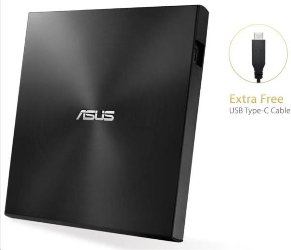 ASUS DVD ZenDrive SDRW-08U9M-U BLACK,  externá tenká DVD-RW,  USB Type-C/ Type-A,  M-DISC