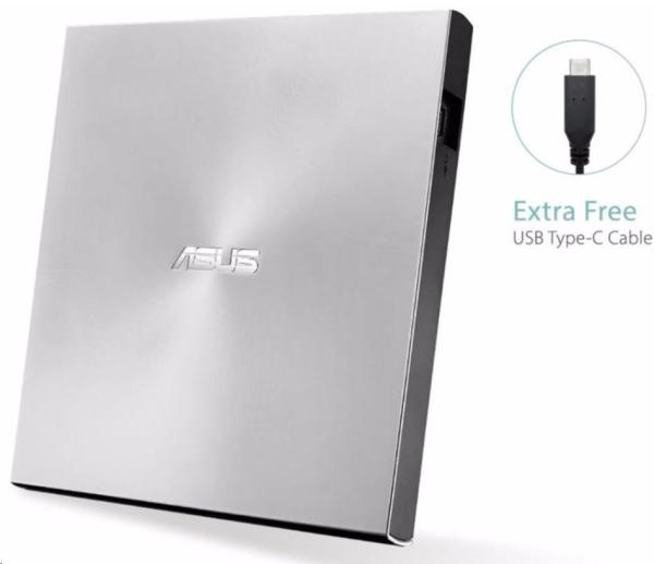 ASUS DVD ZenDrive SDRW-08U9M-U SILVER,  externá tenká DVD-RW,  USB Type-C/ Type-A,  M-DISC