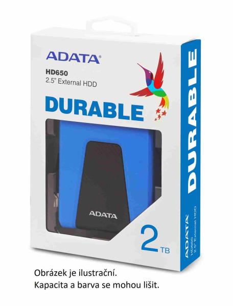 Externý pevný disk ADATA 1TB 2, 5" USB 3.1 DashDrive Durable HD650,  modrý (gumový,  odolný voči nárazom)4