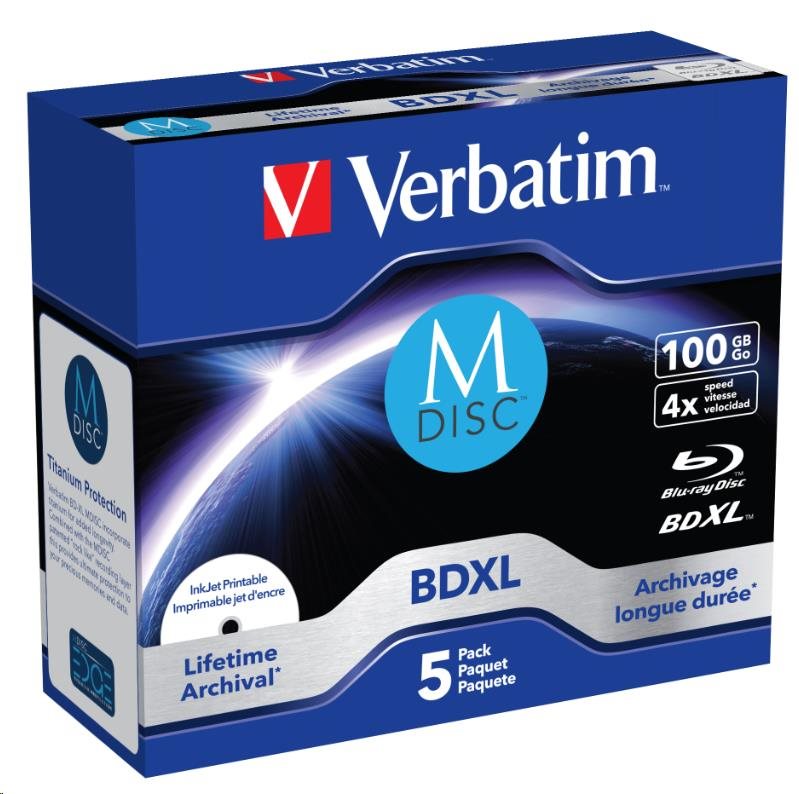VERBATIM MDisc BDXL (5-pack)Jewel/ 4x/ 100GB1 
