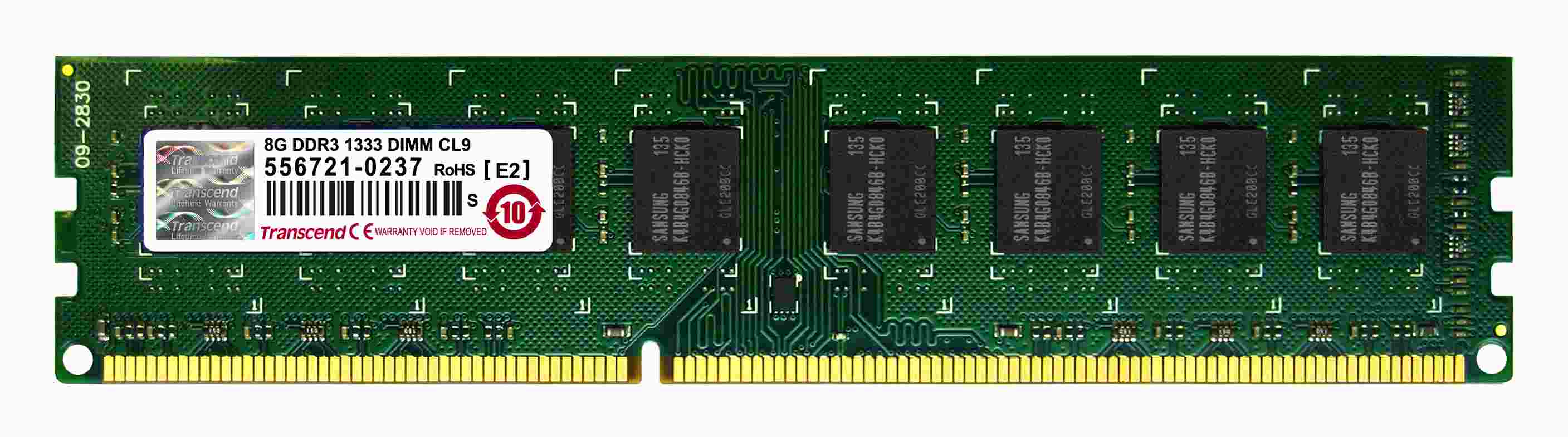 TRANSCEND 2Rx8 CL9 DDR3 8GB 1333MHz DIMM0 