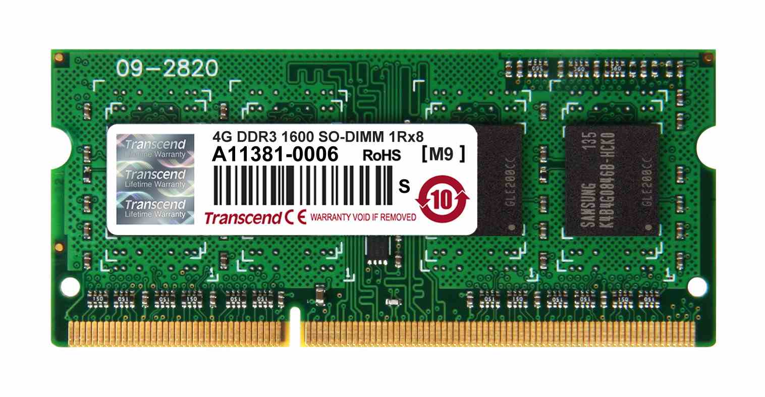SODIMM DDR3 4GB 1600MHz TRANSCEND 1Rx8 CL110 