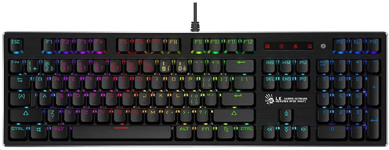 A4tech Bloody B820R mechanická RGB herní klávesnice, USB, CZ0 