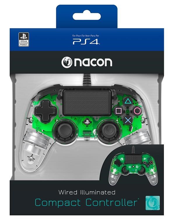 Nacon Wired Compact Controller - ovladač pro PlayStation 4 - průhledný zelený3 