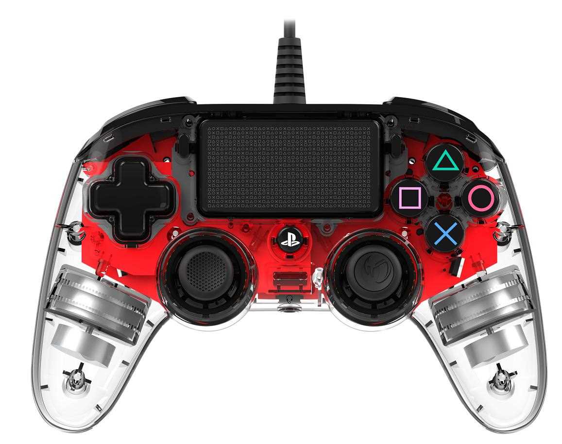 Nacon Wired Compact Controller - ovladač pro PlayStation 4 - průhledný červený0 